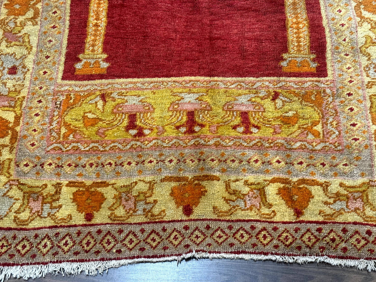 Antique Turkish Prayer Rug 4x6, Red and Golden Mustard, Mihrab Design, Anatolian Carpet - Jewel Rugs, view 6