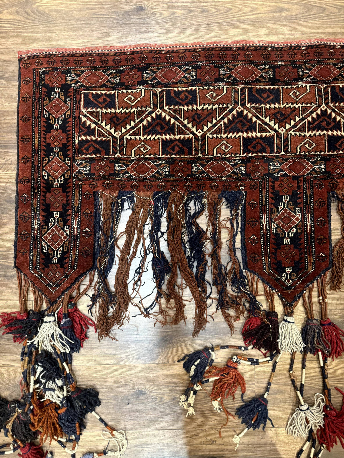 Antique Afghan Beshir Tent Header Textile Rug, Tribal Collectible, Wool - Jewel Rugs, view 9