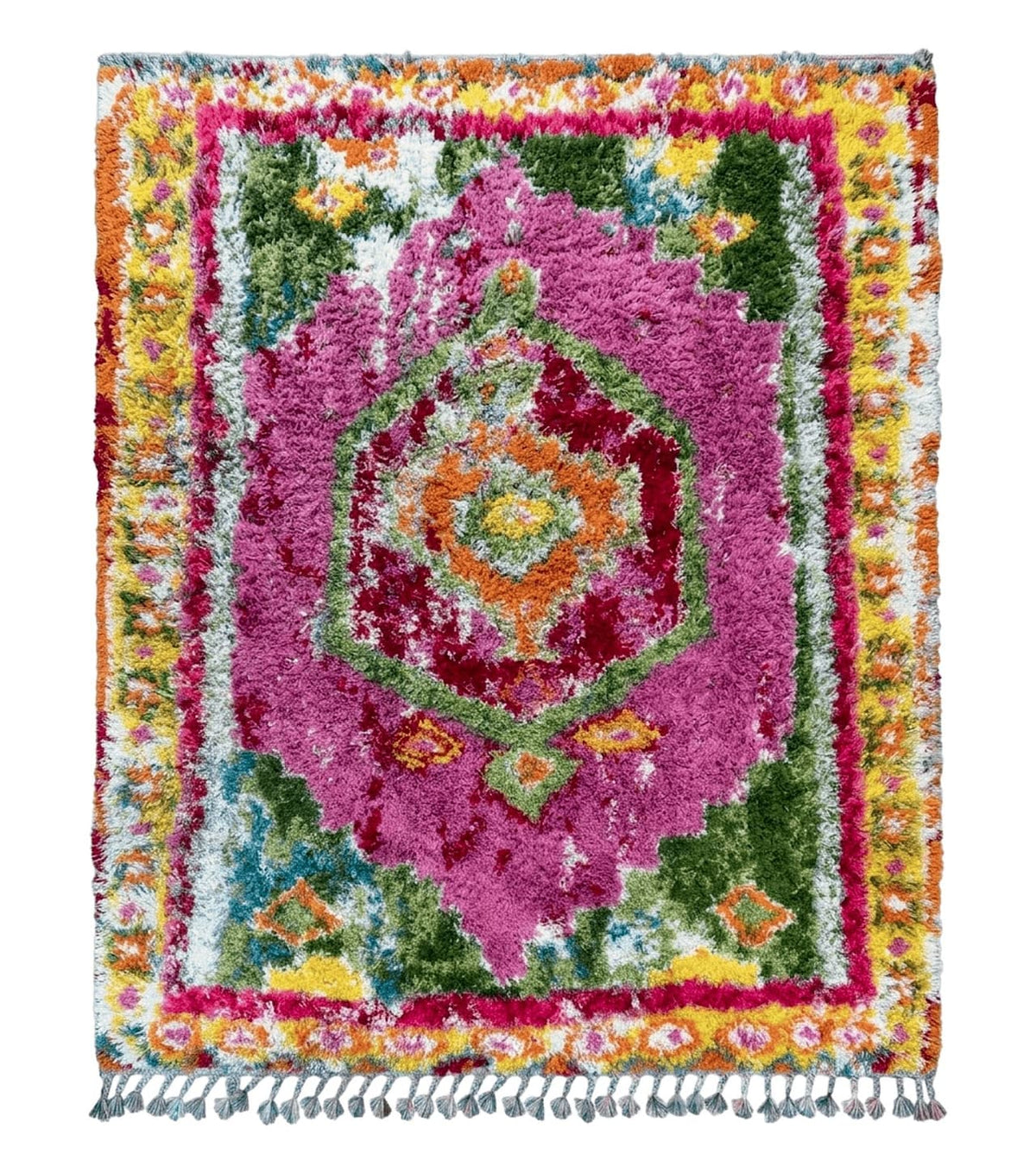 Colorful Shag Rug 8x10, Fuchsia and Multicolor - Jewel Rugs