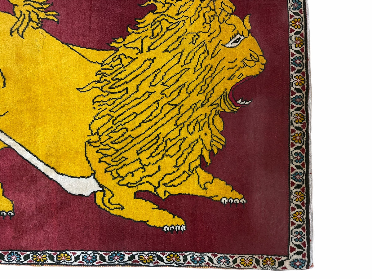 Persian Gabbeh Rug 3x4, Lion Pictorial, Red - Jewel Rugs, view 7