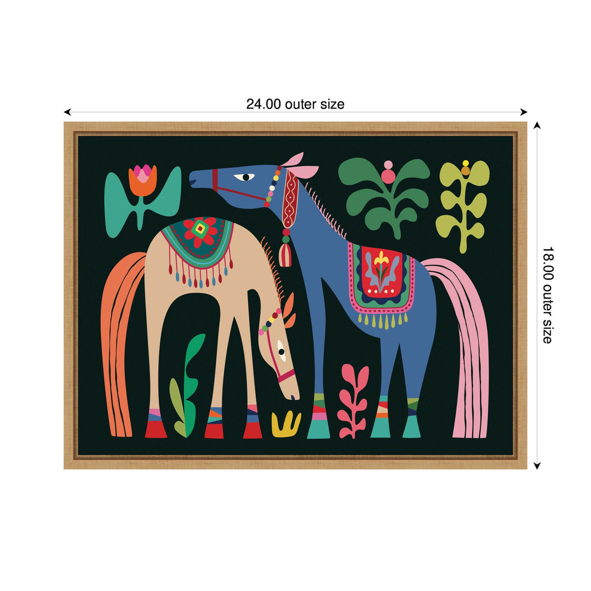 Two Horses 02 by Rachel Lee 3 Birdies Studio Framed Canvas Wall Art Print