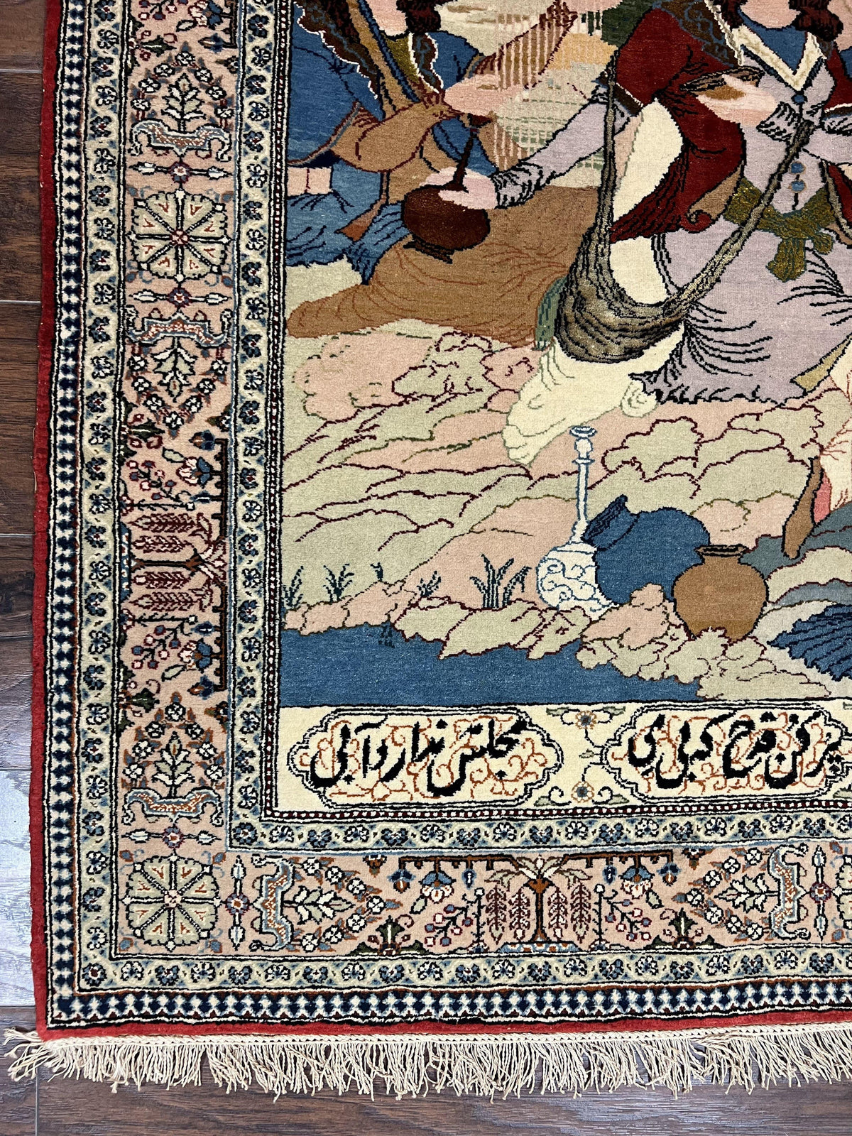 Vintage Persian Qum Pictorial Rug 5x7 - Wool & Silk - Jewel Rugs, view 8