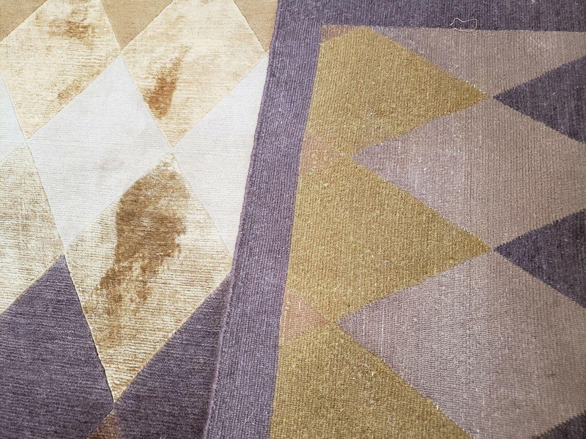 Modern Tibetan Rug 8.6 x 11, Wool and Silk, Multicolor, Diamond Panel Design - Jewel Rugs, view 10