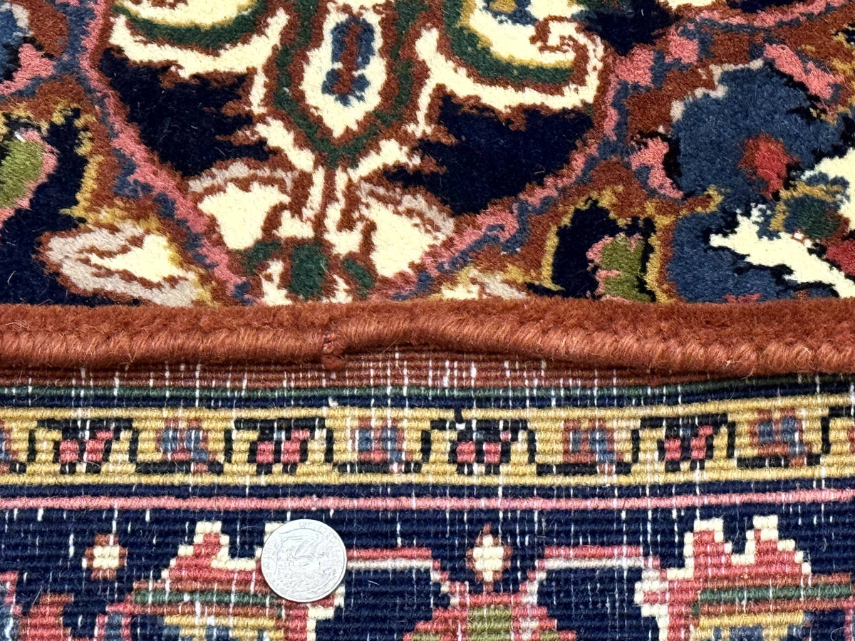 Indo Persian Heriz Rug 4x6, Rust Red Navy Blue and Cream - Jewel Rugs, view 11