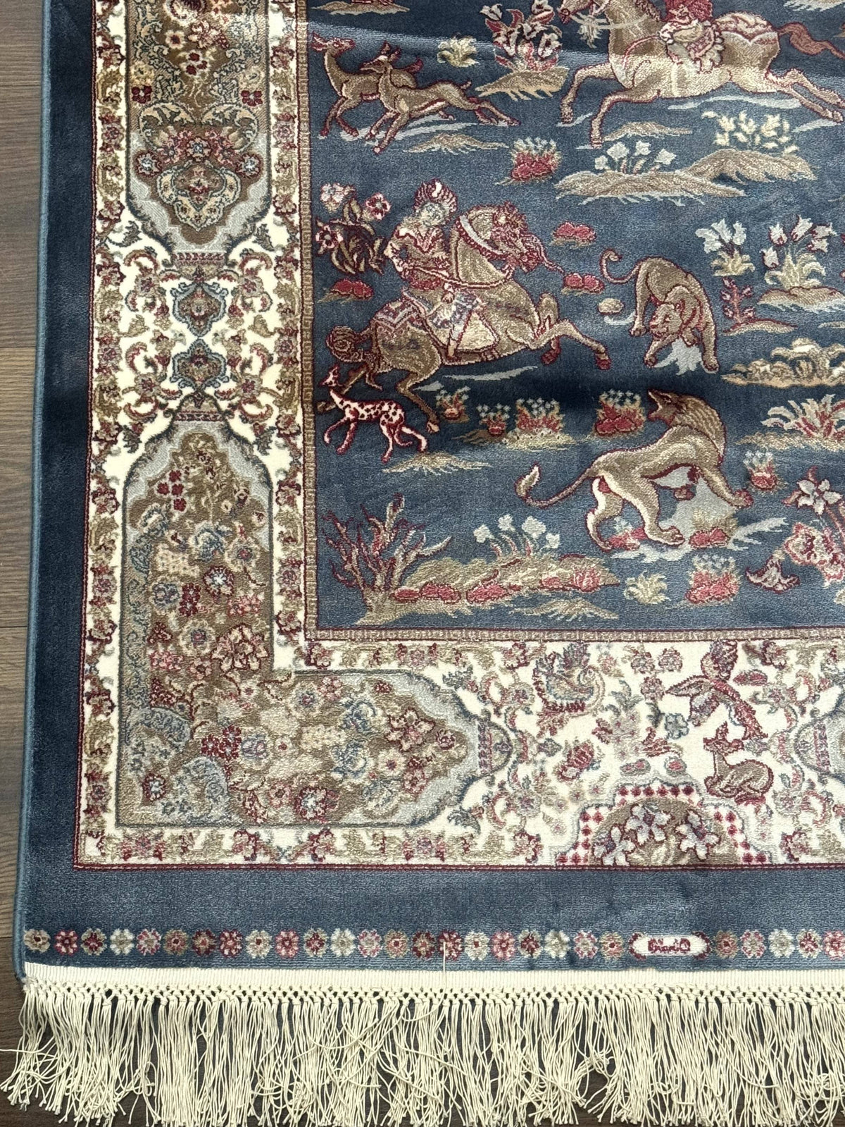 Turkish Silk Rug 2.6 x 6.7, Short Runner Rug, Blue & Ivory, Bamboo Silk, New - Jewel Rugs, view 8