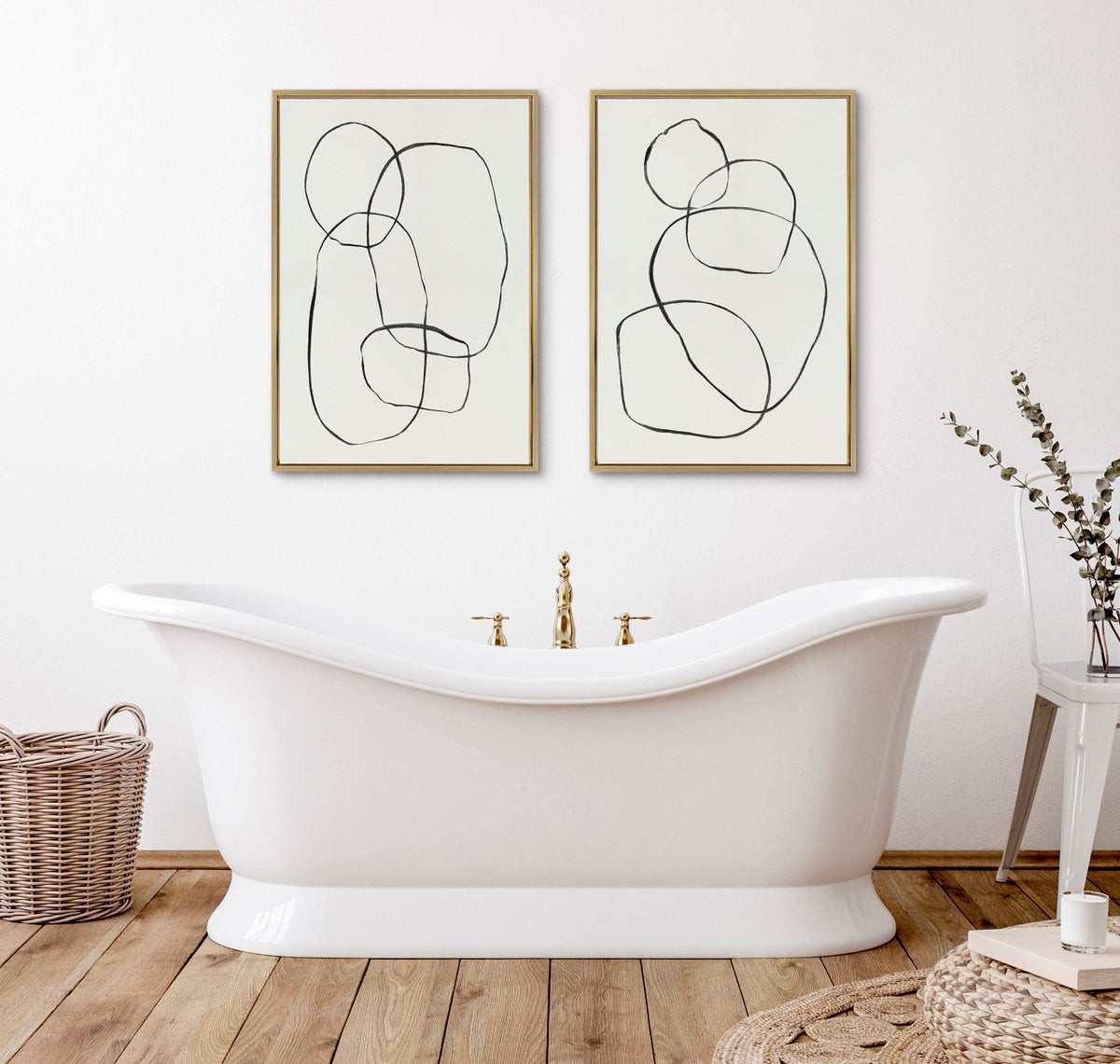 Sylvie Going in Circles Framed Textured Canvas Set by Teju Reval