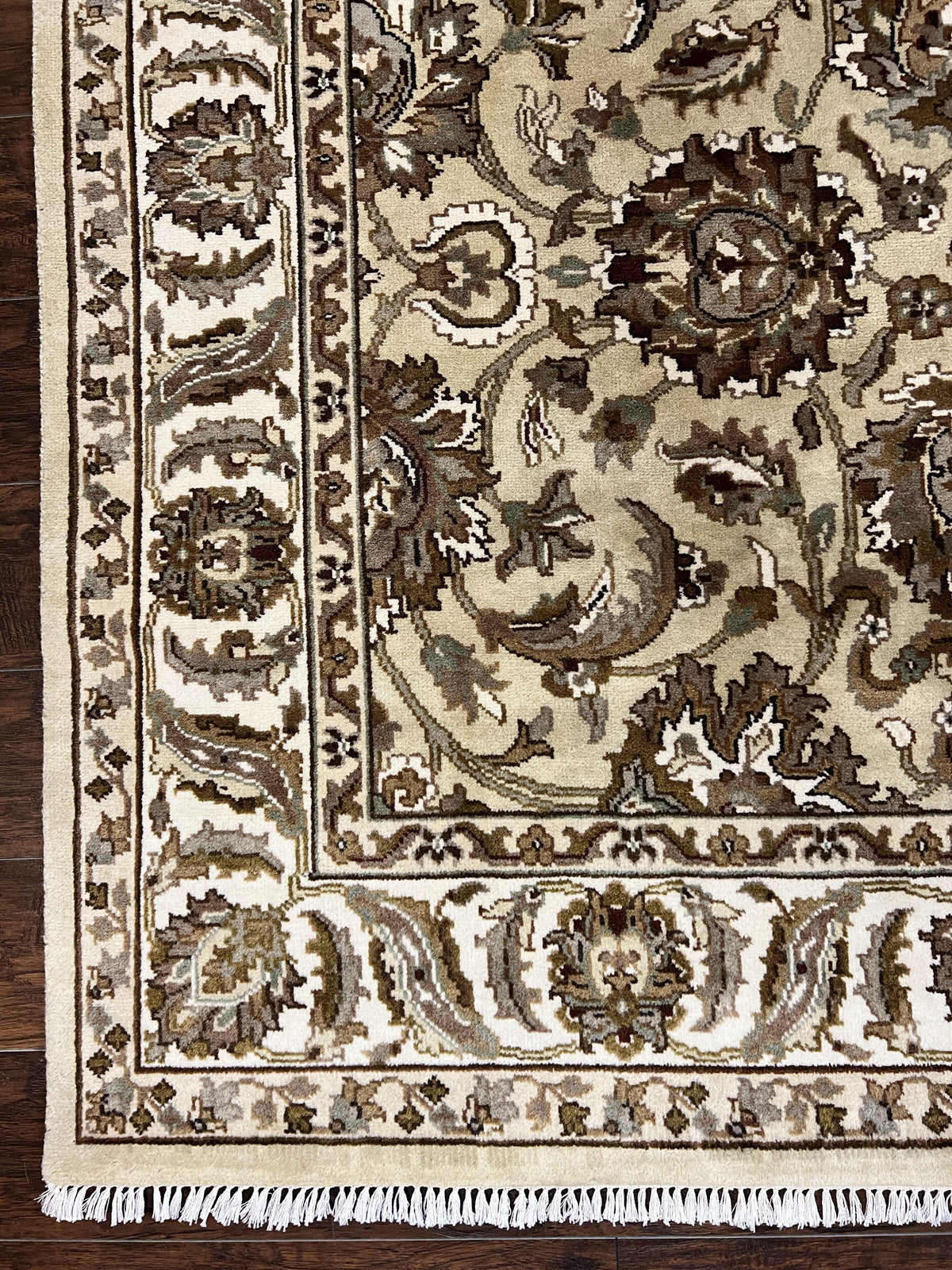 Indo Mahal Rug 6x9, Indian Carpet 6 x 9 ft, Light Green and Ivory, Floral Allover, Wool Oriental Carpet, Traditional Rug, Handmade - Jewel Rugs, view 9