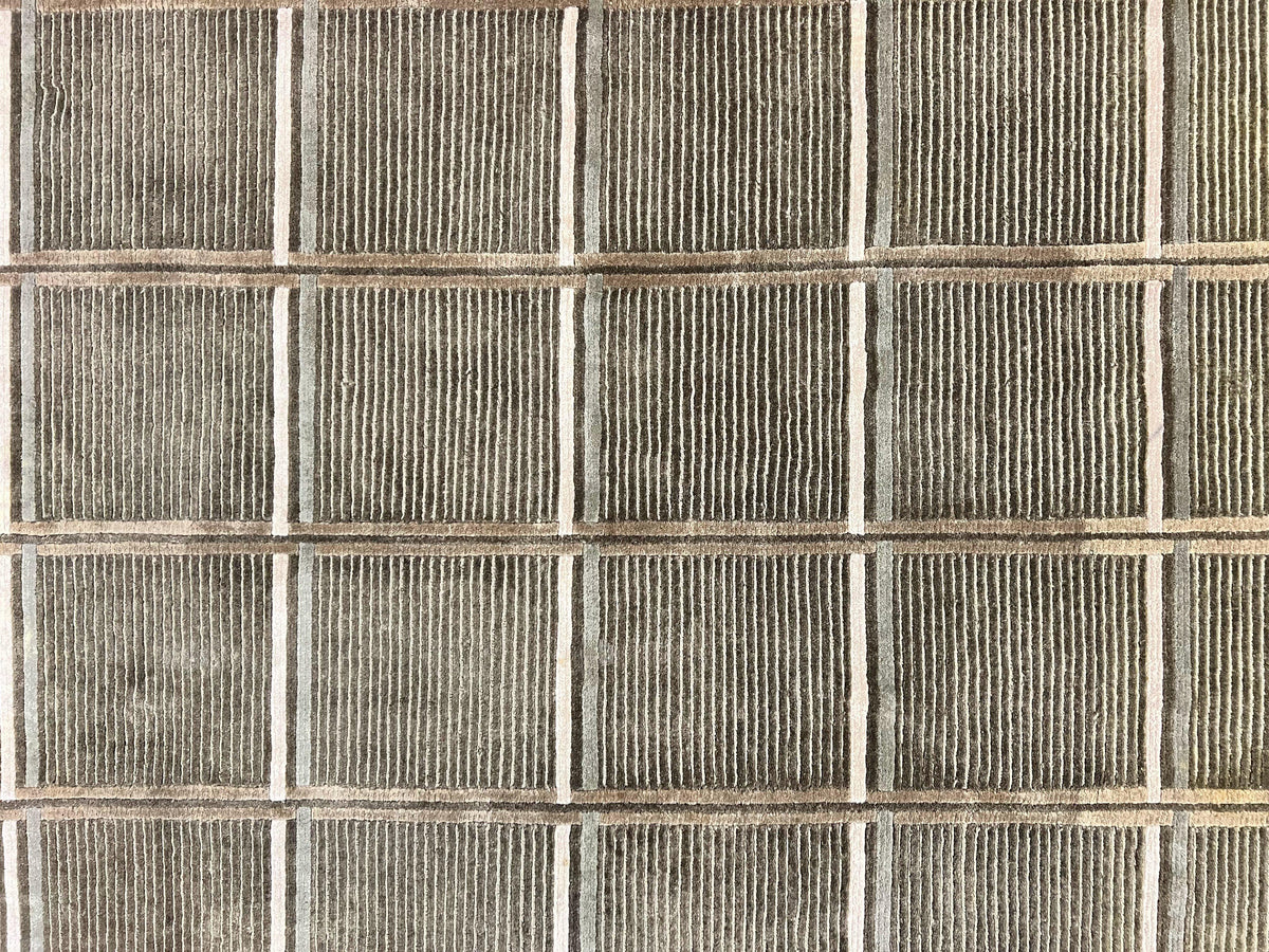 Tibetan Rug 4x6, Green Wool Handmade Area Rug 4 x 6, Panel Design, Modern Contemporary - Jewel Rugs, view 5