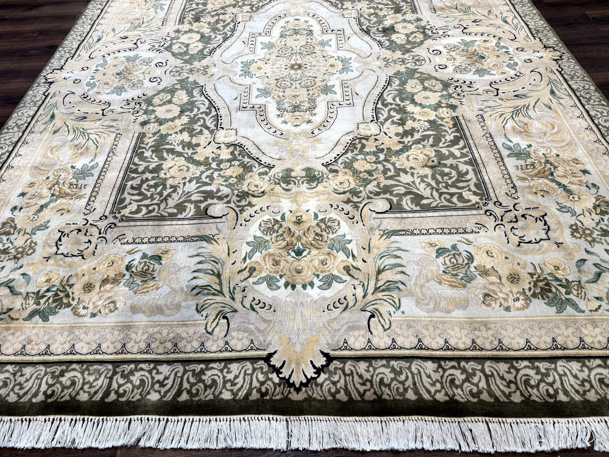 Aubusson Rug 8x10, Very Fine 225 KPSI, Floral, French European Design, Pakistani Carpet - Jewel Rugs, view 6