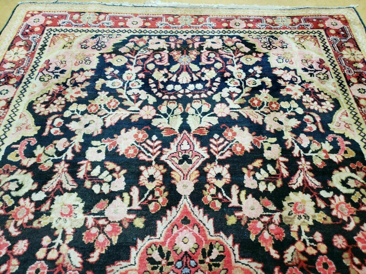4' X 6' Antique Handmade India Floral Oriental Wool Rug Carpet Organic Blue - Jewel Rugs, view 3