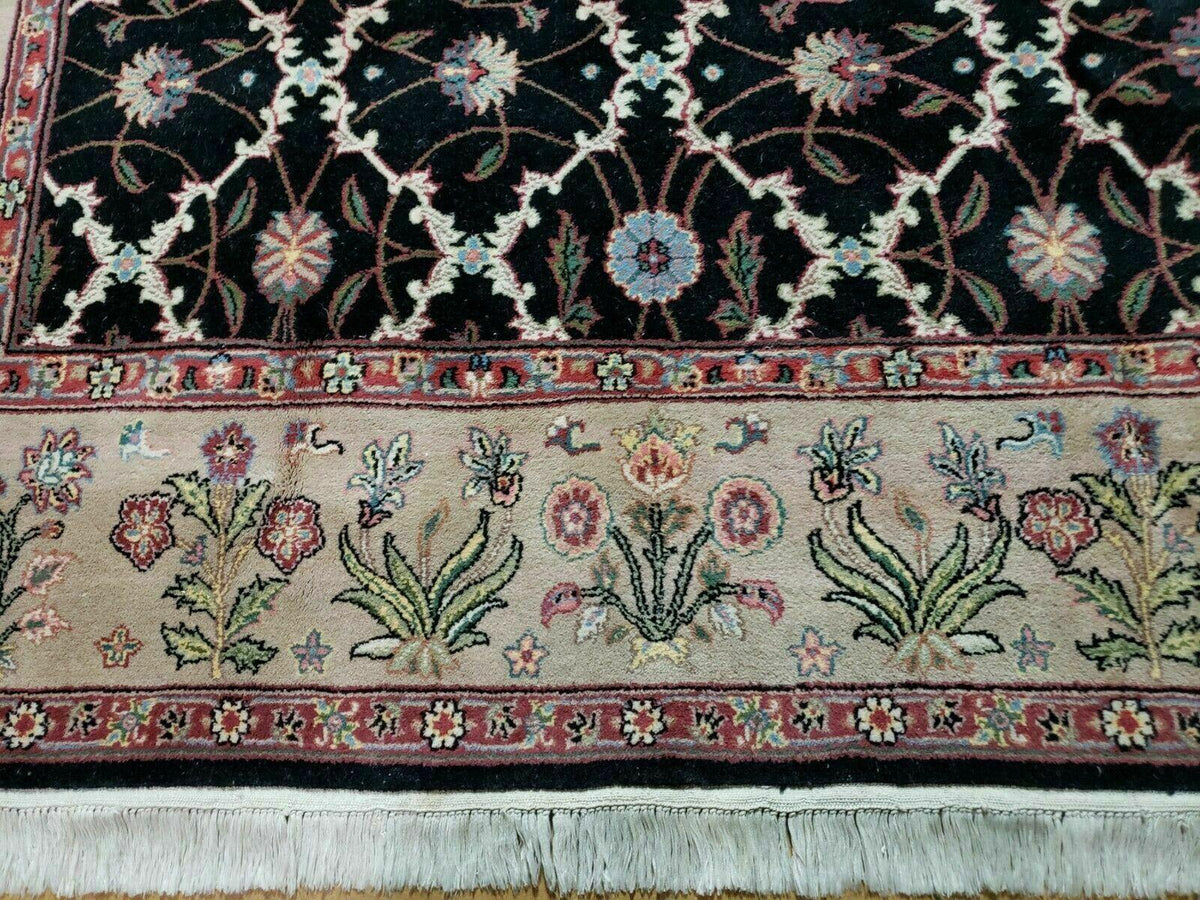 6' X 9' Handmade India Floral Oriental Wool Rug Carpet Hand Knotted Nice Black - Jewel Rugs, view 5