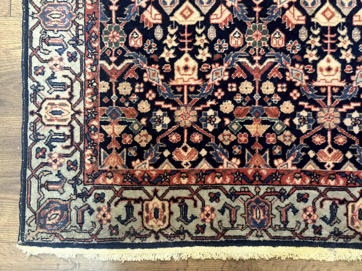 Indo Persian Runner Rug 2.8 x 12, Navy Blue, Floral, Fine 270 KPSI - Jewel Rugs, view 9