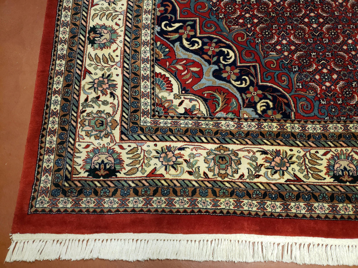Indian Rug 9x12 Red Indo Bidjar Rug 9x12 Vintage Rug Allover Pattern Medallion Rug Wool Rug Nice Persian Design - Jewel Rugs, view 7