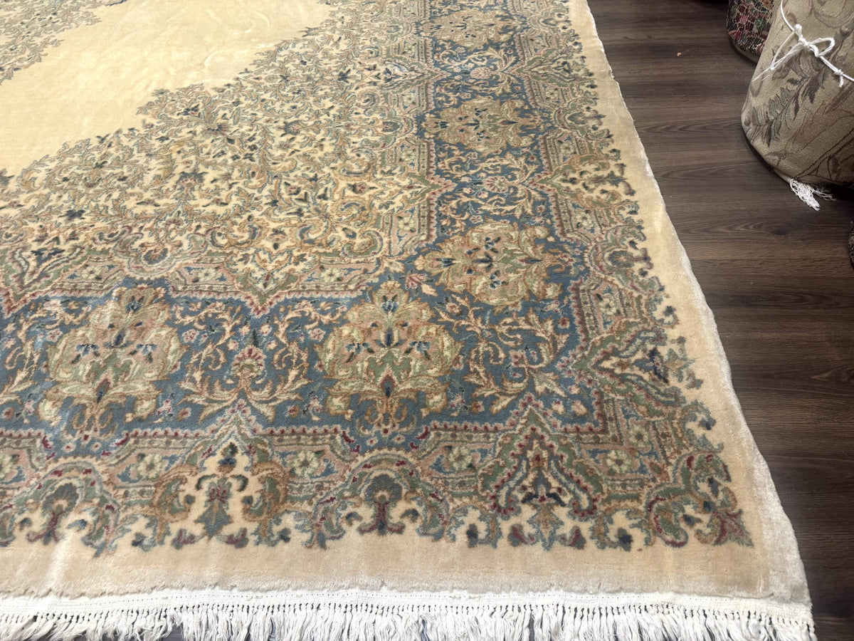 Palace Size Persian Kerman Rug 12x18, Floral Semi Open Field, Signed, Fine 240 KPSI - Jewel Rugs, view 9