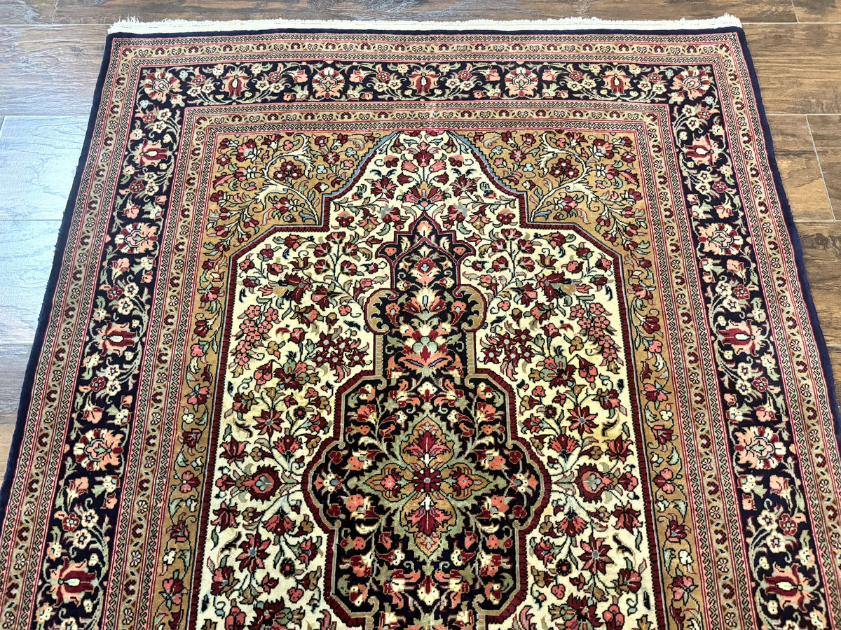 Persian Qum Rug 3.6 x 5, Kork Wool, Very Finely Hand Knotted 325 KPSI, Rare, Semi Antique - Jewel Rugs, view 3