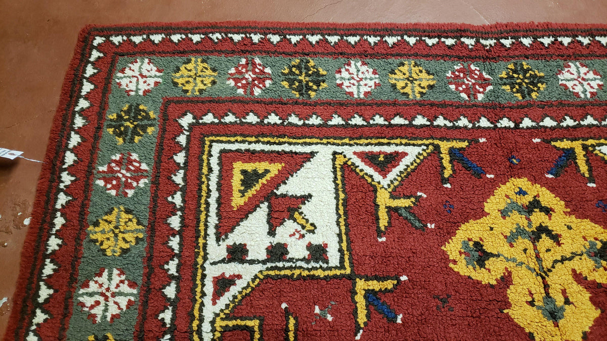Colorful Moroccan Heriz Rug 6x9, Large Central Medallion, Red Yellow Blue - Jewel Rugs, view 12