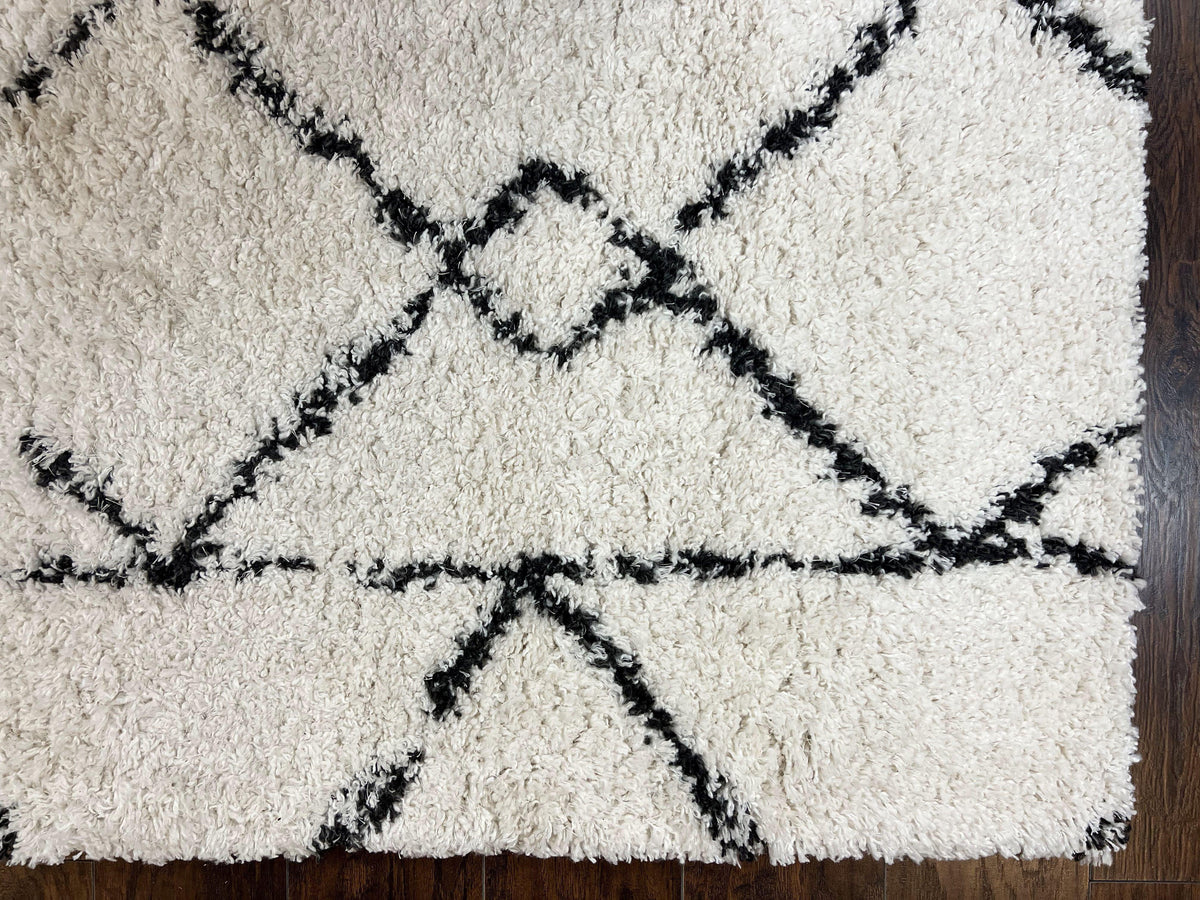 Modern Shag Rug 5x7, Ivory and Black Area Rug 5 x 7 ft - Jewel Rugs, view 10