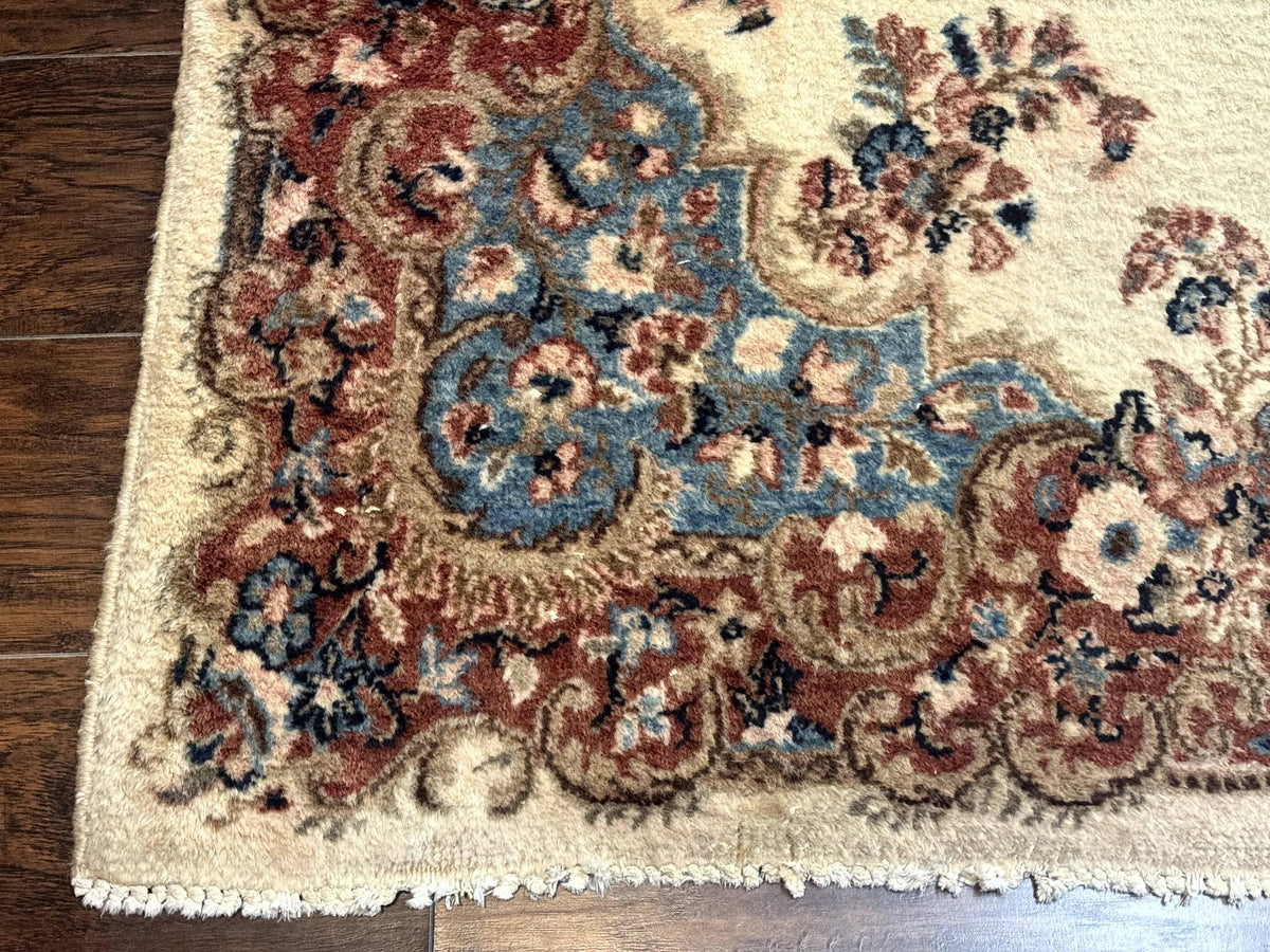 Square Persian Kerman Rug, Beige/Cream and Light Blue, Traditional Persian Rug, 5.5 x 5.5 ft - Jewel Rugs, view 9