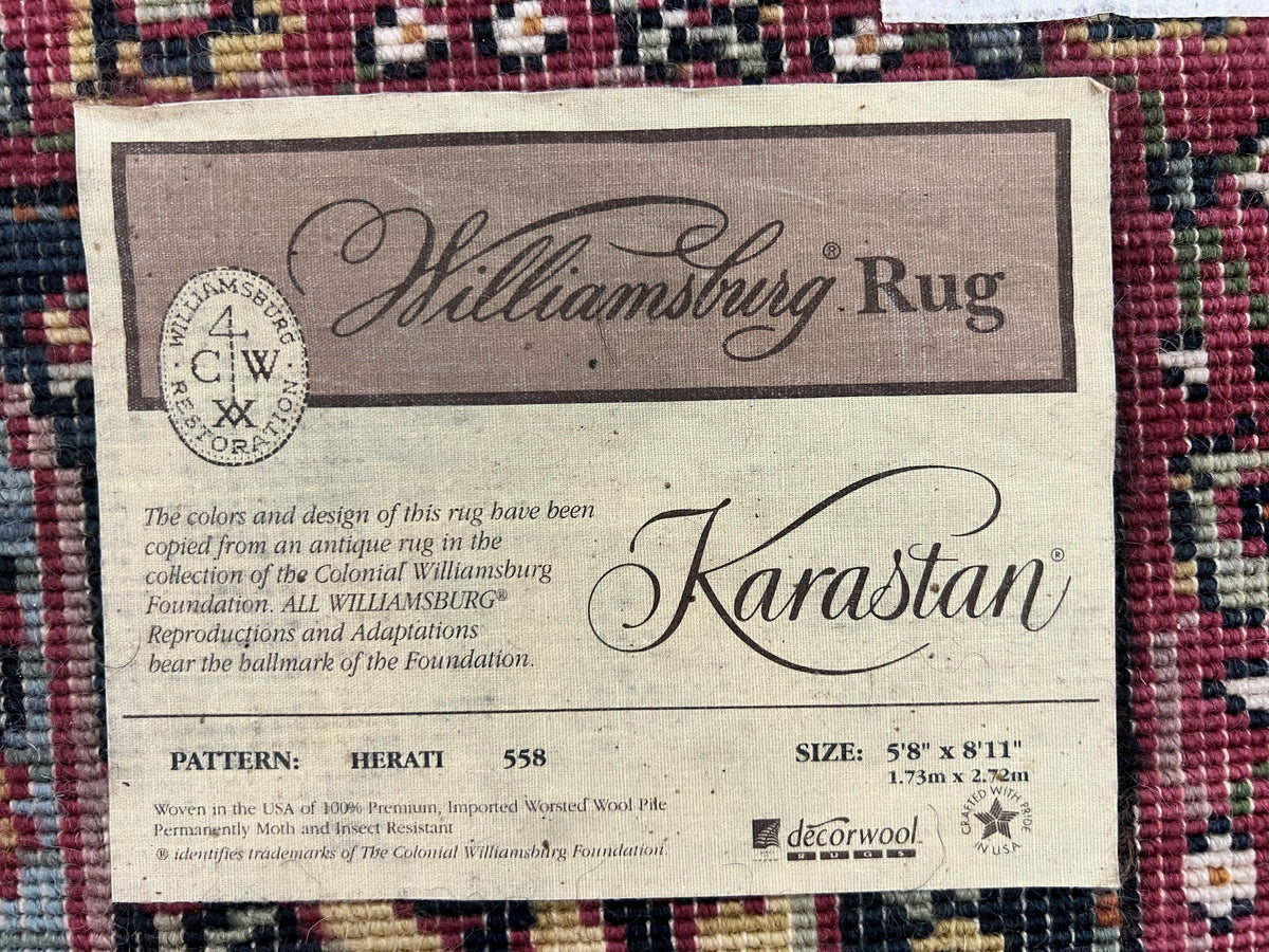 Karastan Rug 6x9, Williamsburg Herati #558, Wool Karastan Carpet, Vintage Karastan Persian Area Rug, Wool Pile - Jewel Rugs, view 11