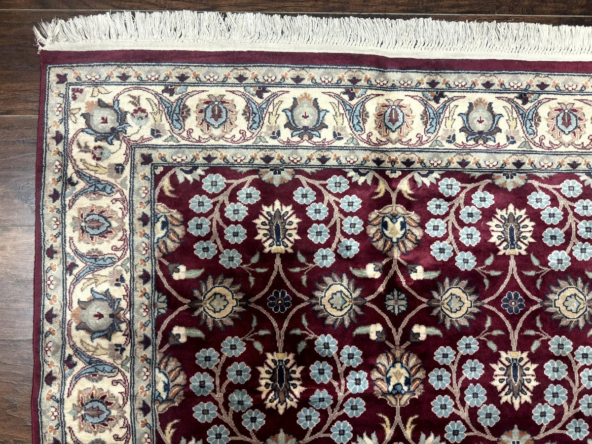 Pak Persian Rug 4x6, Floral Allover, Vintage Wool Carpet, Plum and Ivory - Jewel Rugs, view 7