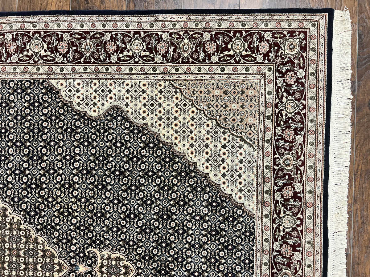 Sino Persian Rug 6x9, Herati Pattern, Vintage Handmade Hand Knotted Wool Oriental Carpet, Fine 6 x 9 Rug, Traditional Rug, Dark Blue Rug - Jewel Rugs, view 7