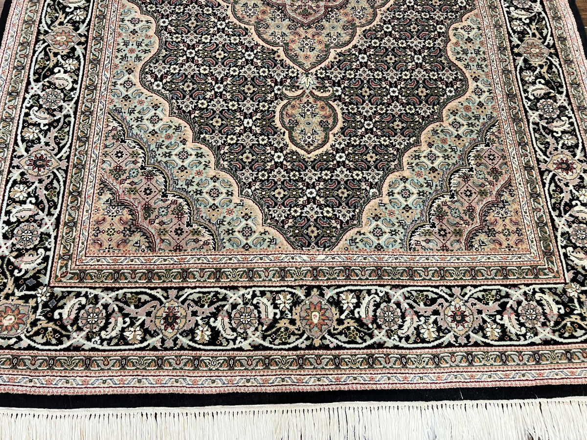 Sino Persian Rug 4x6, Fine Hand Knotted Carpet, Black, Wool, Vintage Rug 4 x 6, Herati Mahi, 300 KPSI - Jewel Rugs, view 6
