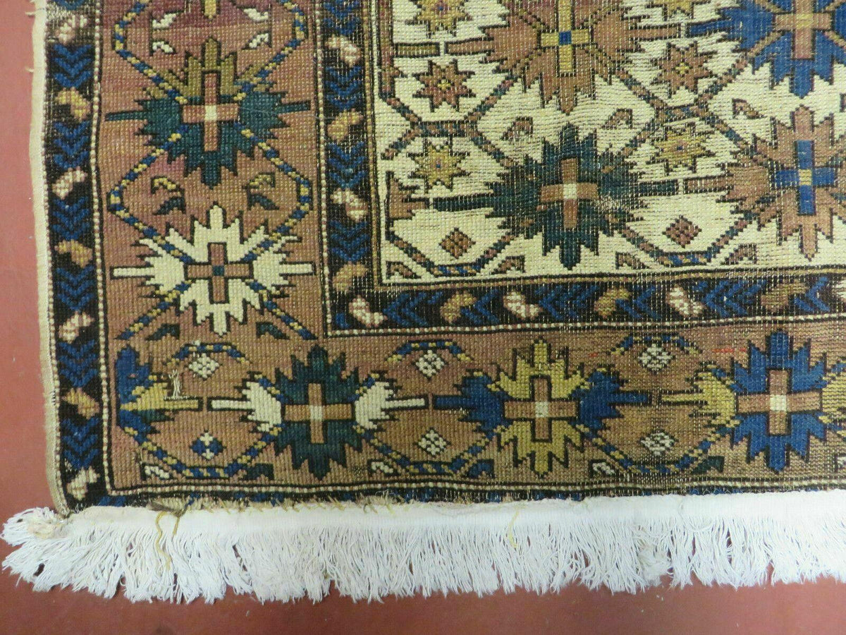 4' X 5' Antique Handmade Caucasian Kazak Shirvan Wool Rug Snow Flakes - Jewel Rugs, view 9