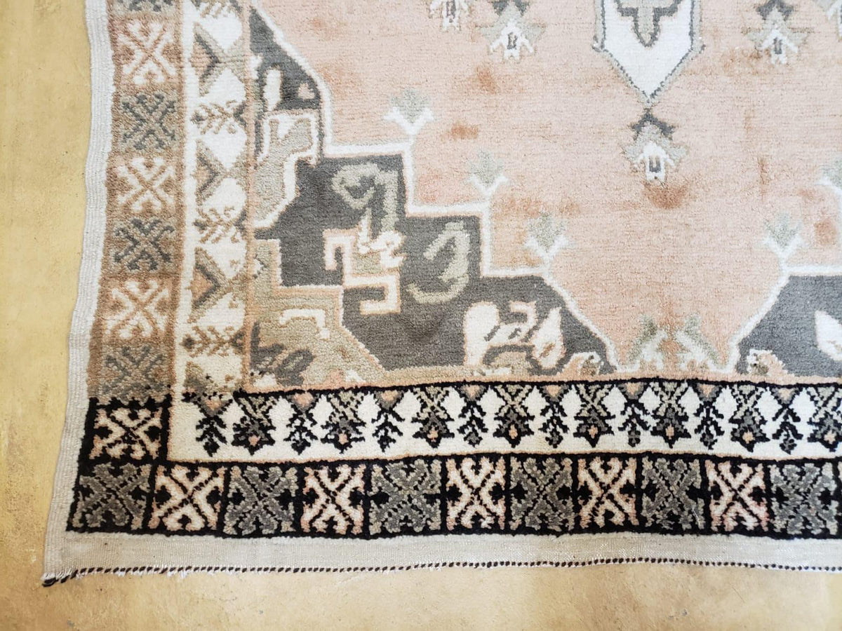 Antique Moroccan Rug 5x7 Tribal Carpet, Hand-Knotted Soft Wool Pile, 5 x 7 Area Rug, Berber Rug, Geometric Open Field Medallion, Pink Ivory - Jewel Rugs, view 8