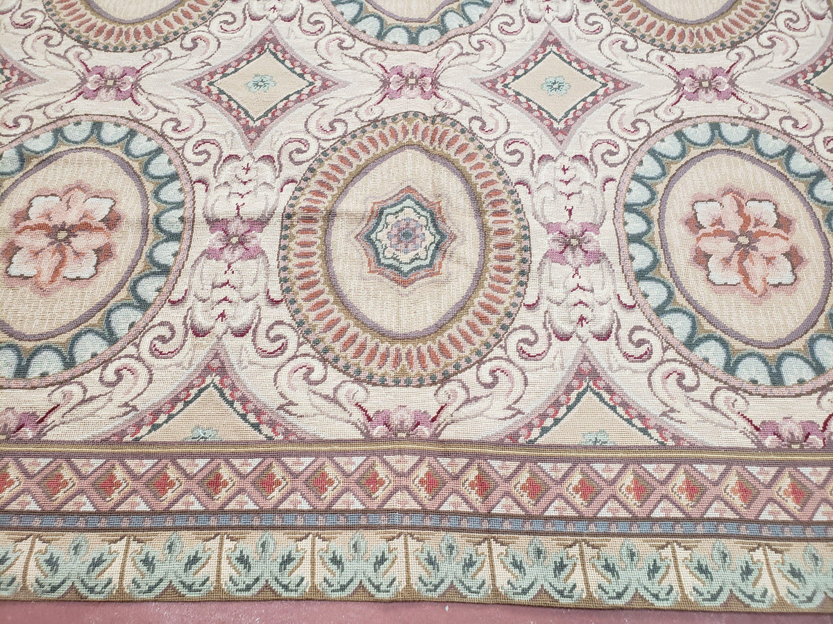 New Needlepoint Rug, 6x9 Needlepoint Carpet, Flatweave Rug, Vicotorian French European English Decor, Elegant Rug for Living Room, Handmade - Jewel Rugs, view 6