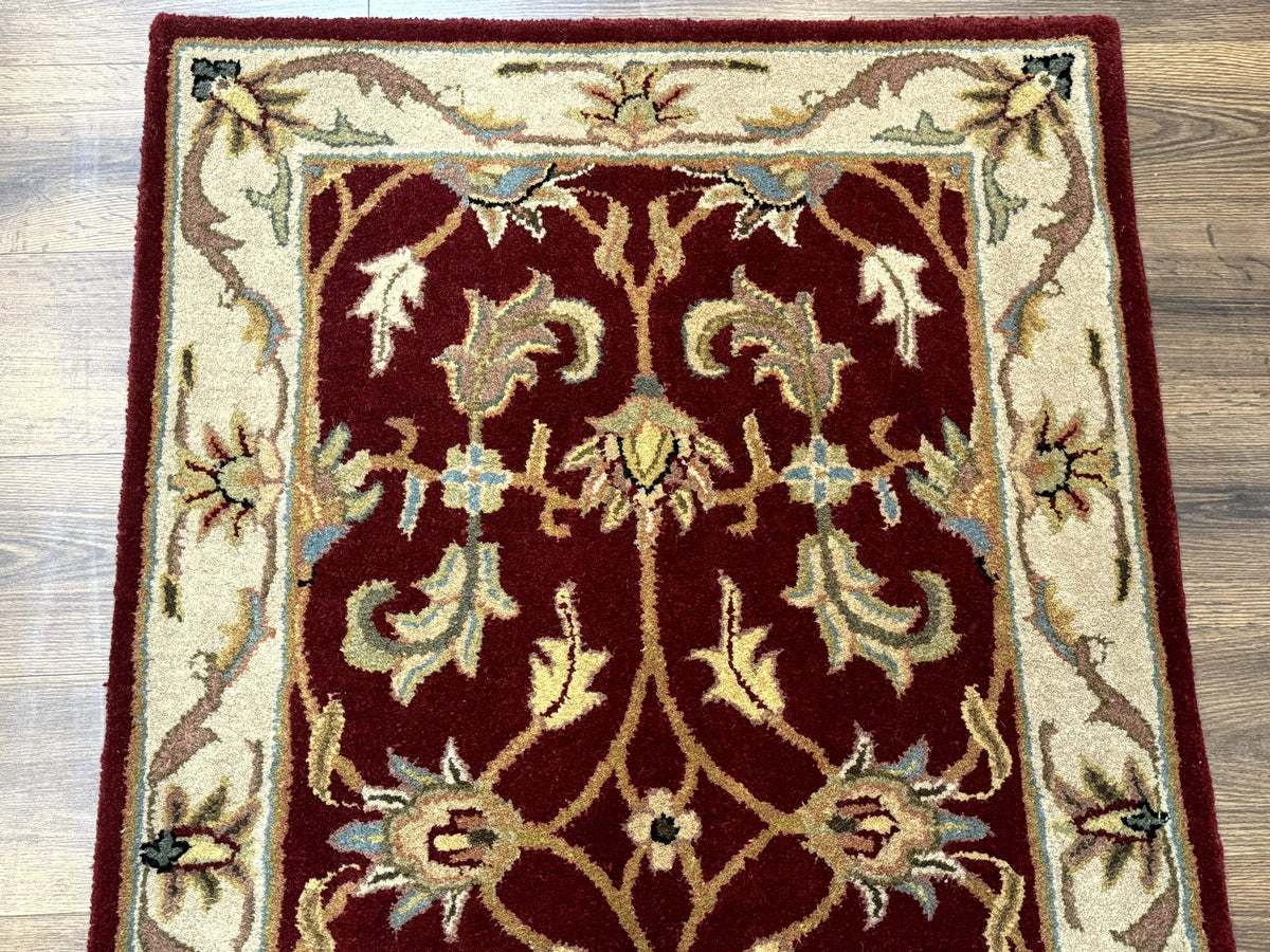 Small Floral Wool Rug 3x5, Safavieh Heritage Collection, Dark Red, Pair A - Jewel Rugs, view 4