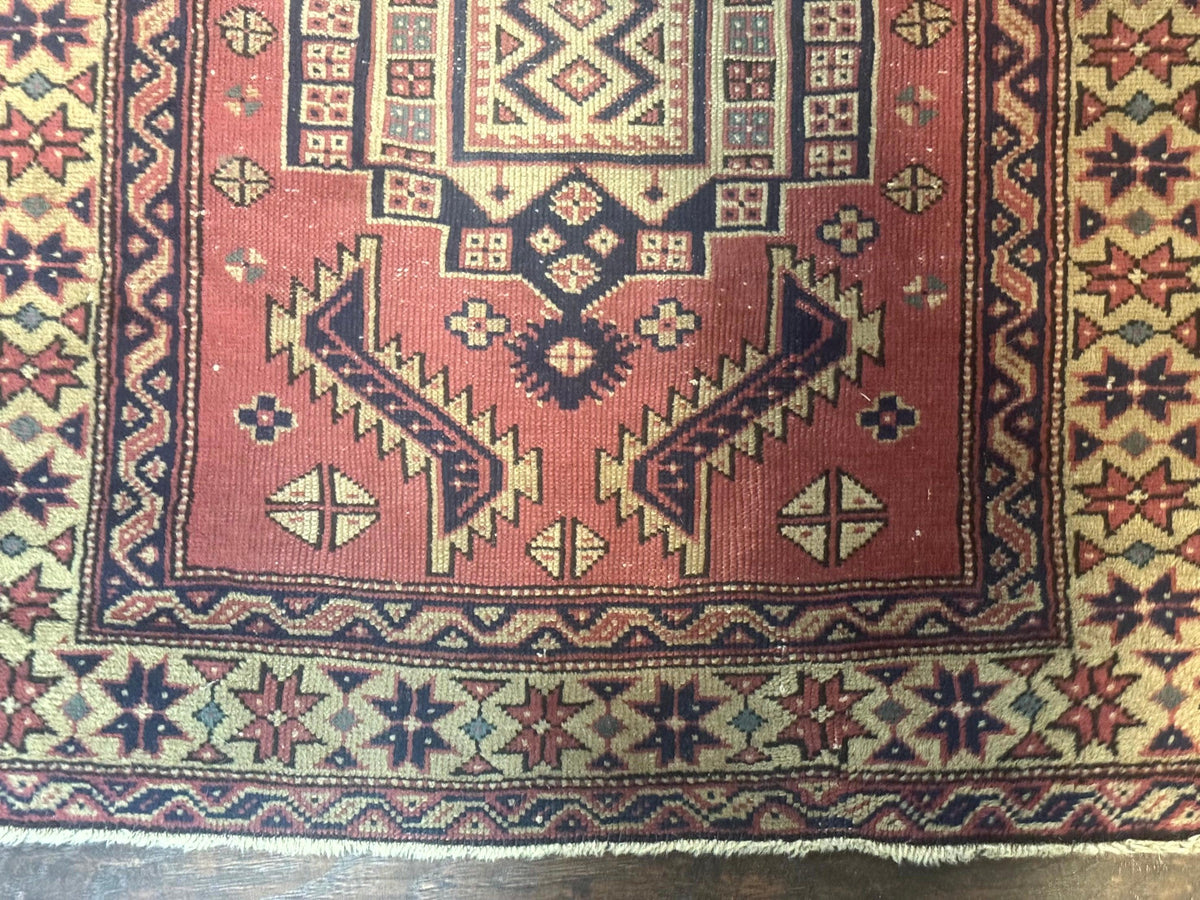 Antique Turkish Sparta Rug 3x6, Geometric Caucasian Kazak Pattern, Handmade - Jewel Rugs, view 6
