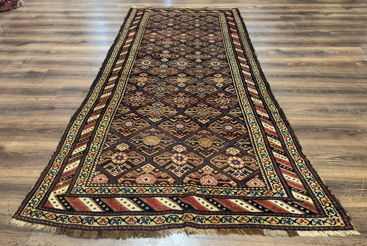 Antique Persian Wide Runner Rug 4x9, Kurdish Rug, Panel Design, Rainbow Border, Rare Tribal Rug - Jewel Rugs, view 2