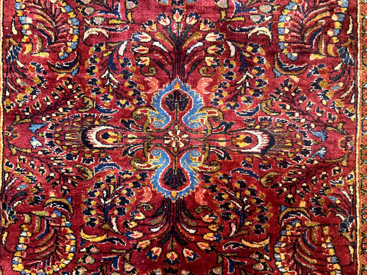 Persian Lilihan Rug 5x6, Red, Floral, Antique Persian Carpet - Jewel Rugs, view 5