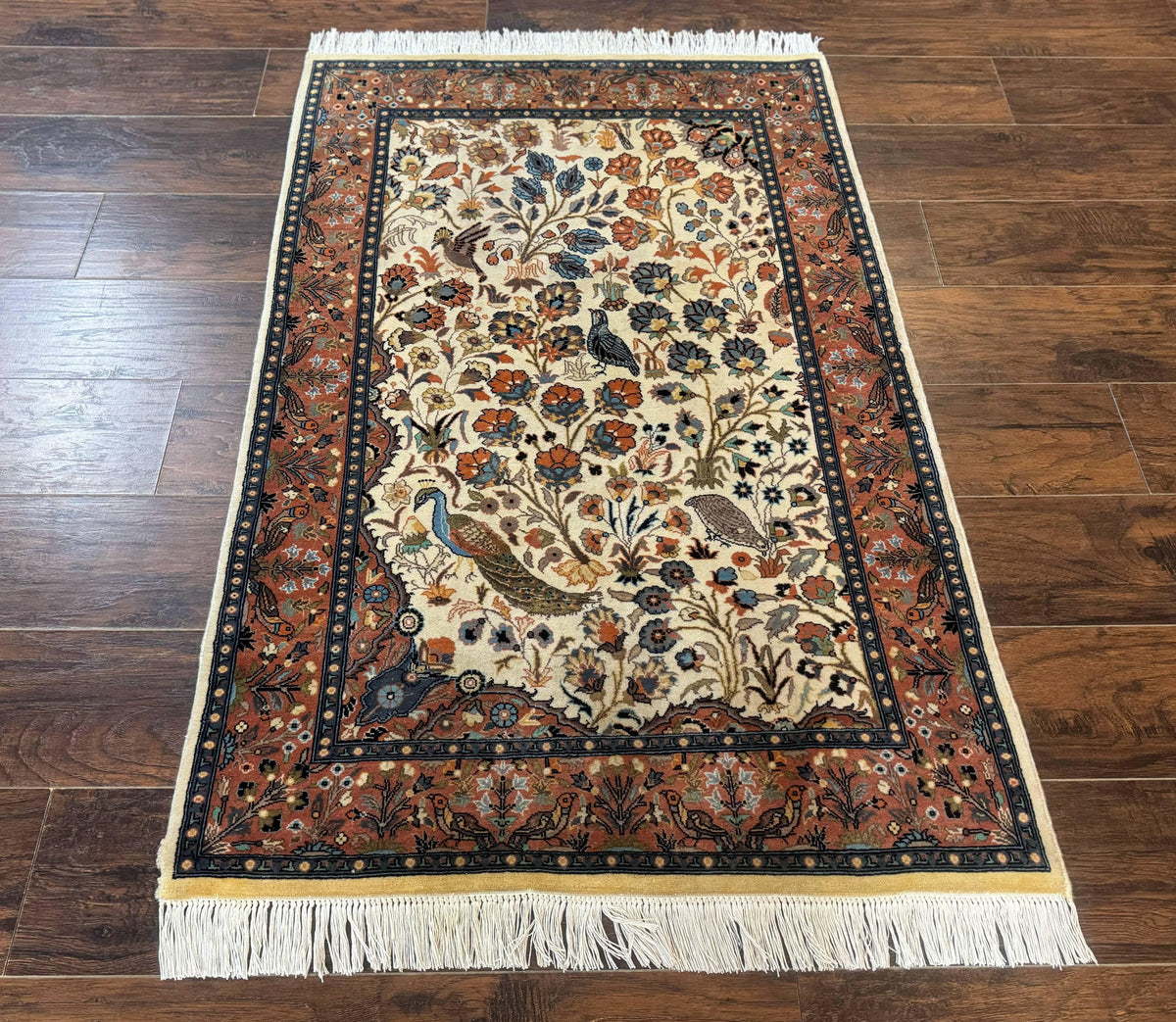 Small Pak Persian Rug 3x5, Peacock Birds Floral - Jewel Rugs, view 2
