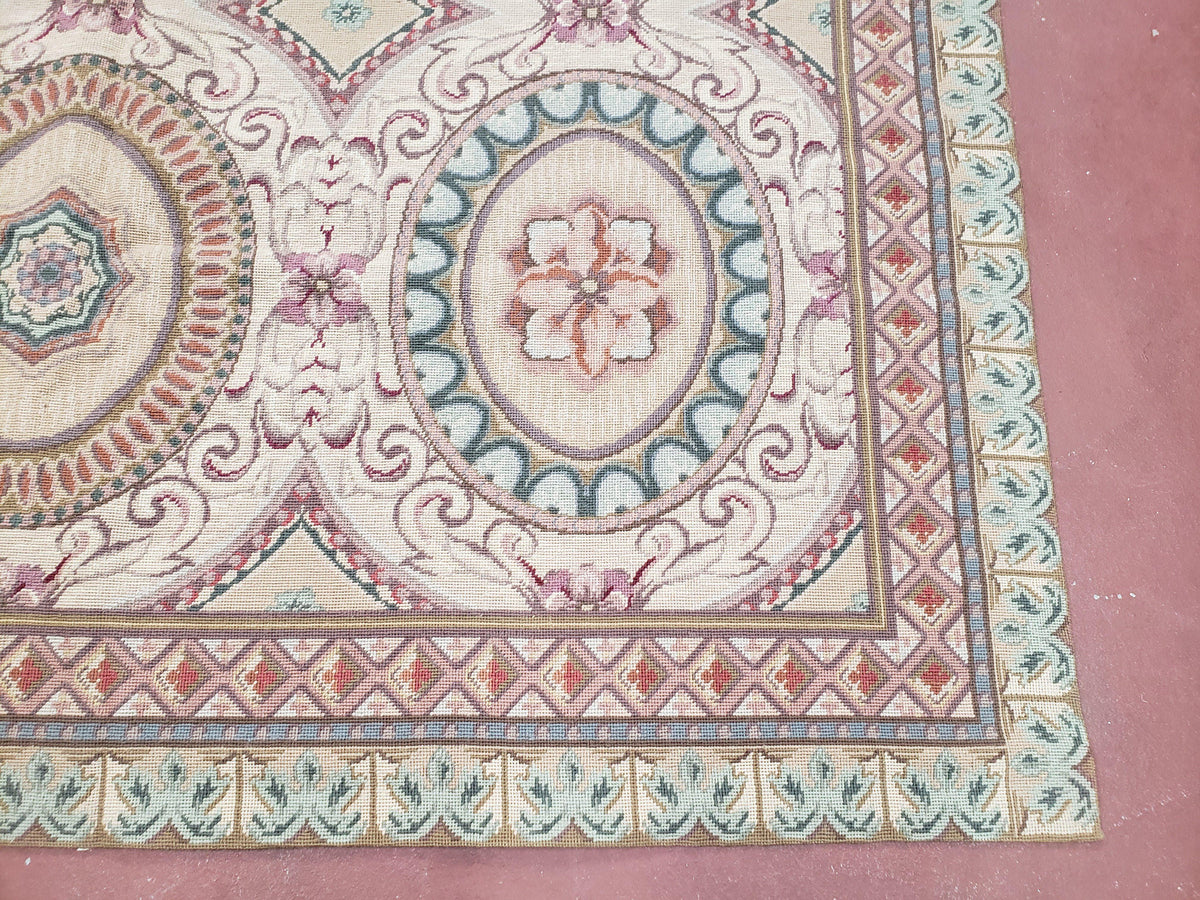 New Needlepoint Rug, 6x9 Needlepoint Carpet, Flatweave Rug, Vicotorian French European English Decor, Elegant Rug for Living Room, Handmade - Jewel Rugs, view 10