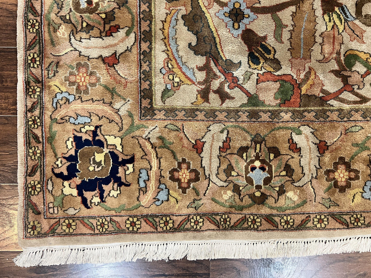 Indian Agra Rug 8x10, Wool Vintage Handmade Carpet, Gray Brown - Jewel Rugs, view 9