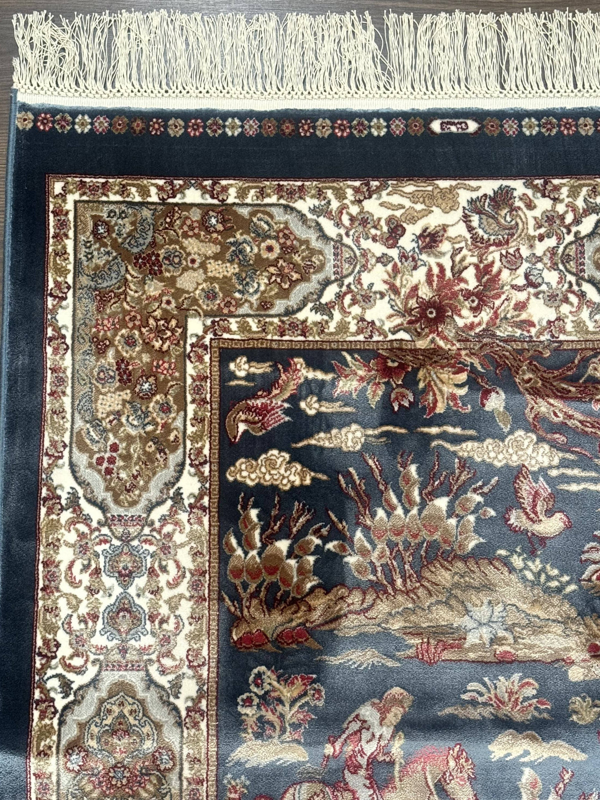Turkish Silk Rug 2.6 x 6.7, Short Runner Rug, Blue & Ivory, Bamboo Silk, New - Jewel Rugs, view 6