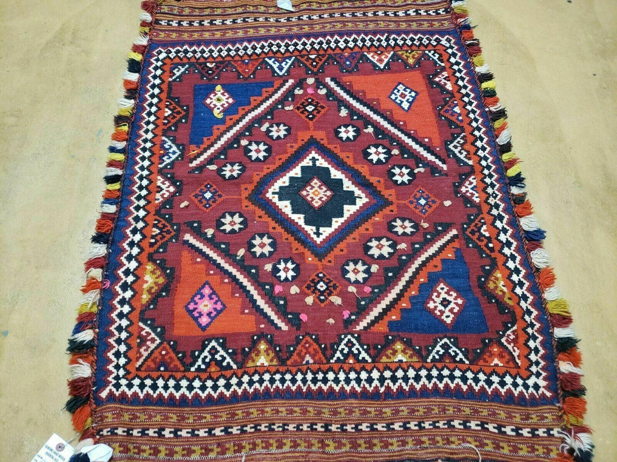 3' X 4' Antique Handmade Turkish Wool Kilim Rug Decorative Seat Cover - Jewel Rugs, view 9
