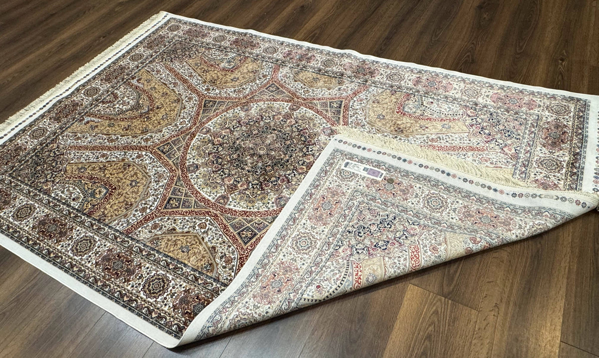 Turkish Silk Rug 5 x 7.6, Dome Design, Bamboo Silk, New - Jewel Rugs, view 9