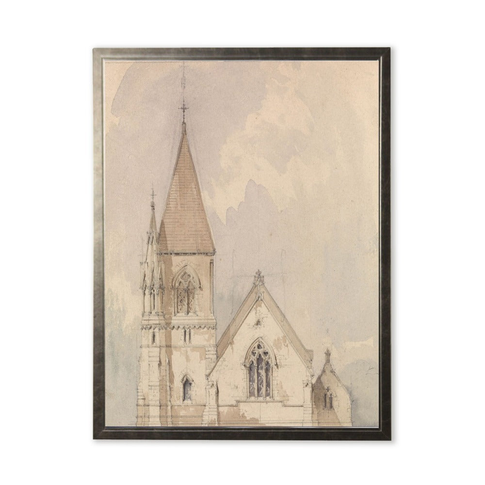 Cathedral Painting Print in Silver Frame - Antique Curiosities