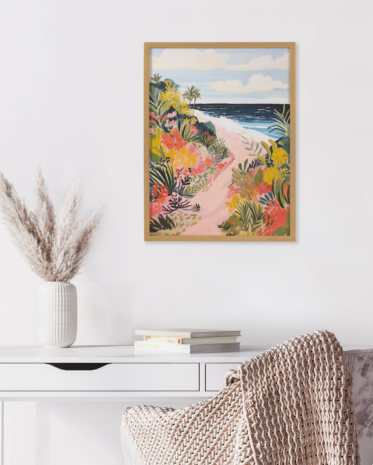 Gallery Tropical Bright Ocean Path Landscape Print by The Creative Bunch Studio