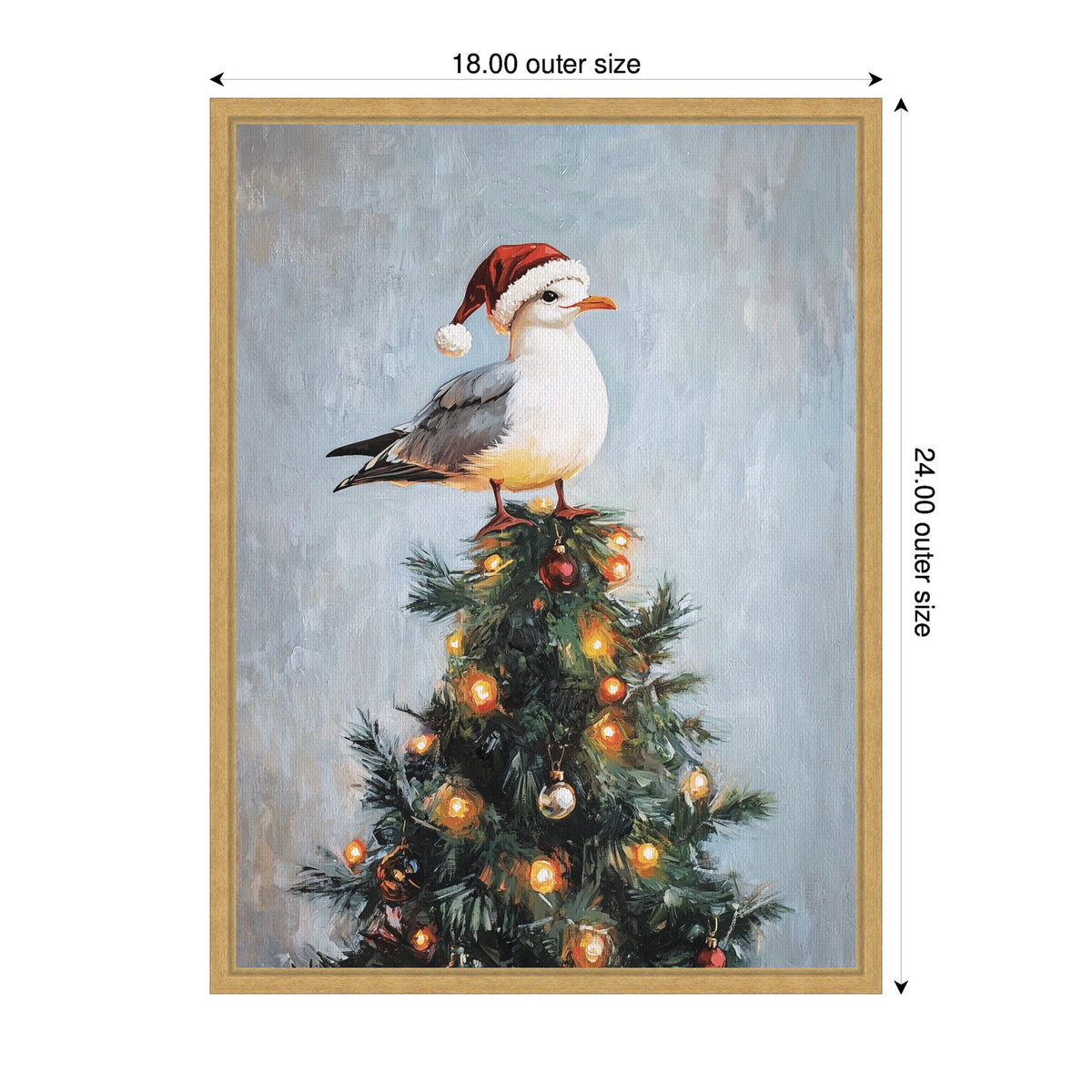 Sylvie Framed Canvas Seagull Santa Hat Festive Holiday Tree by The Creative Bunch Studio