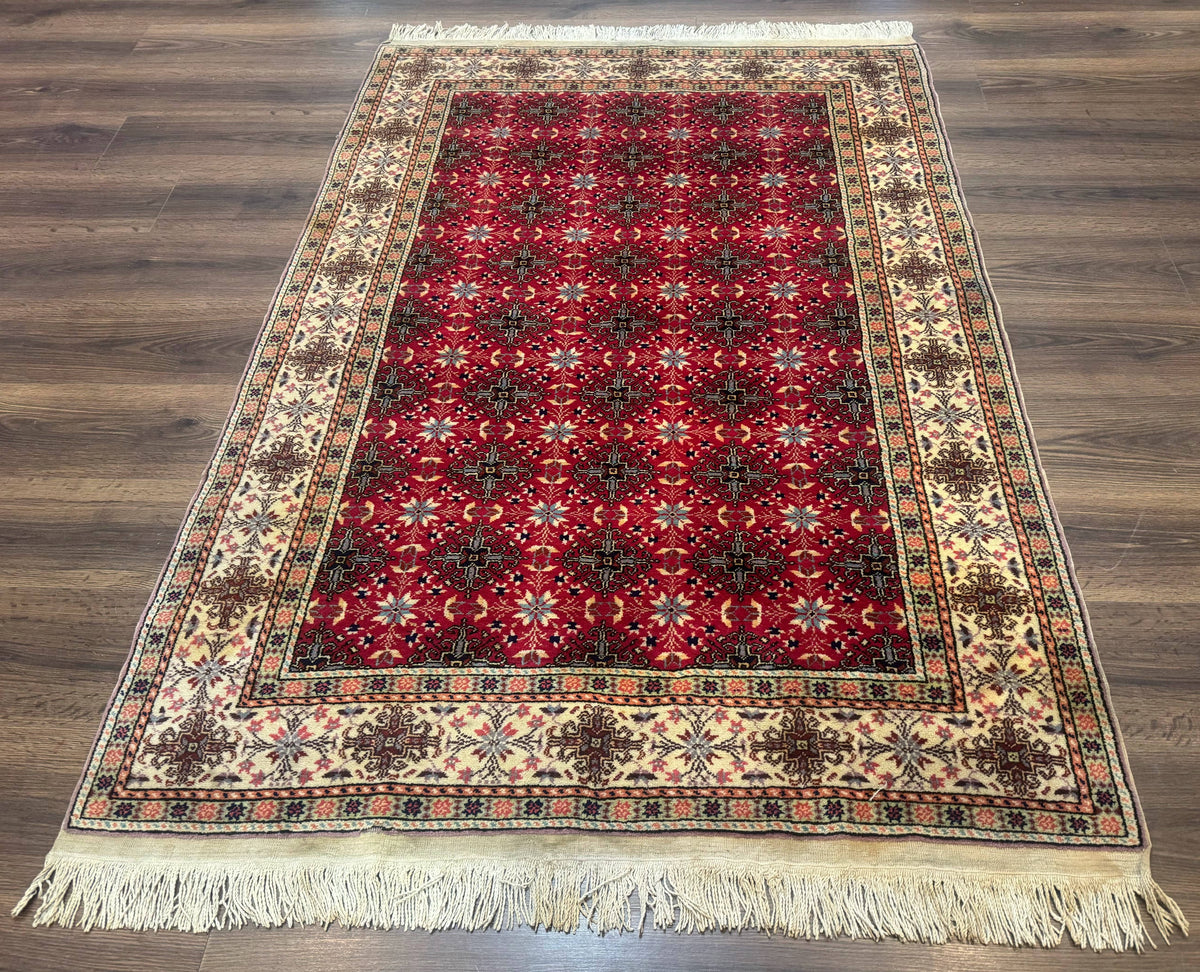 Turkish Sivas Rug 4x6, Red and Cream, Allover Design, Handmade Vintage - Jewel Rugs, view 2