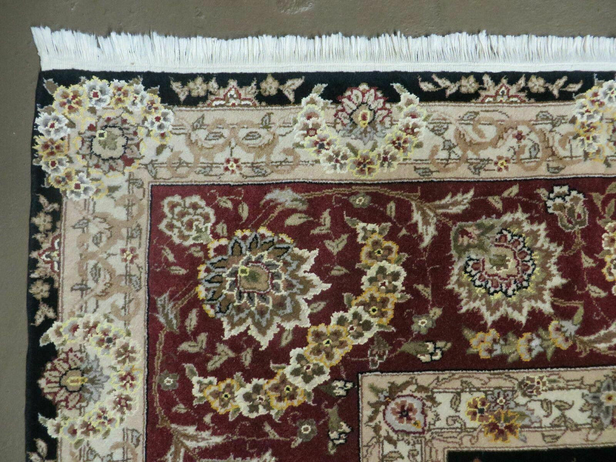 9' X 12' Vintage Handmade Fine Chinese Oriental Floral Wool Rug Silk Black - Jewel Rugs, view 6