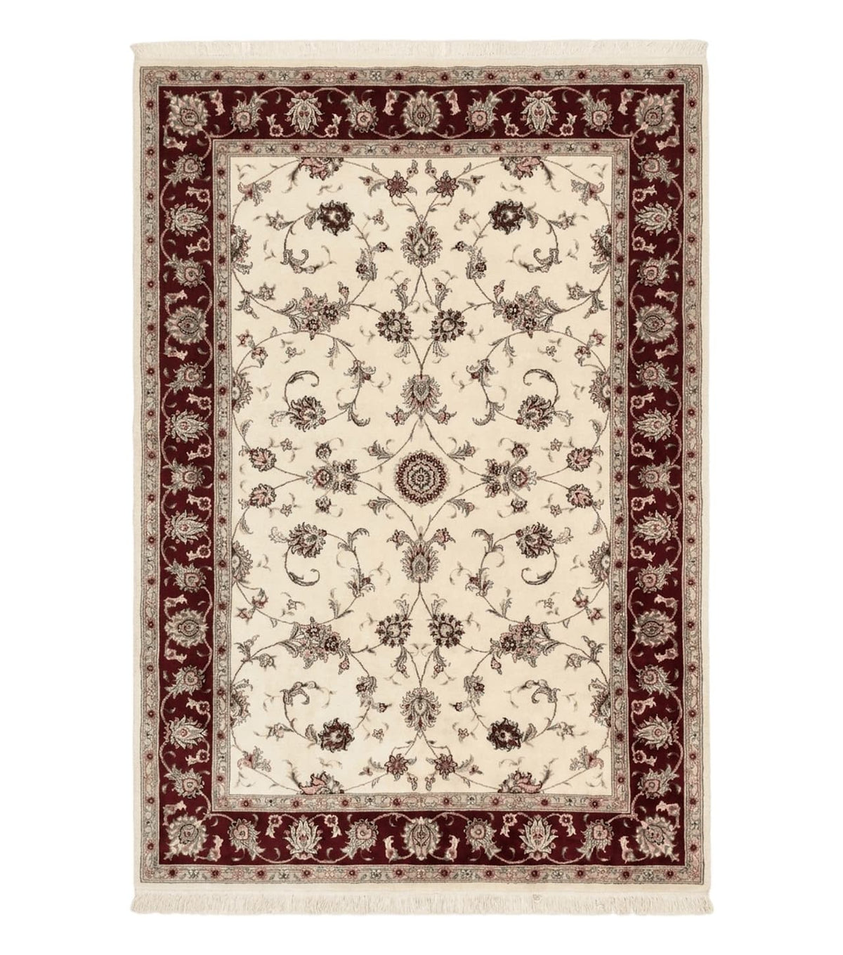 Ivory and Burgundy Pak Persian Rug 6x9 - Jewel Rugs