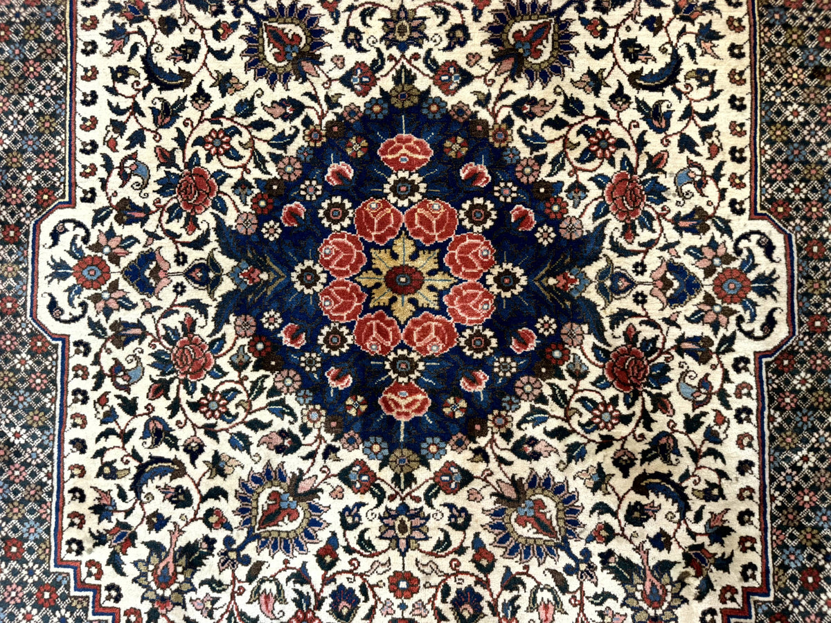 Persian Rug 7x10, Bakhtiari Saman Rug, Unique Design and Colors, Ivory Red Blue, Large Tribal Rug - Jewel Rugs, view 4