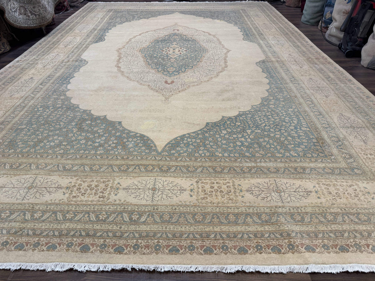 Palace Size Pak Persian Rug 12x18, Haji Jalili Design, Pakistani Carpet, Oat and Light Blue, Fine 260 KPSI - Jewel Rugs, view 2