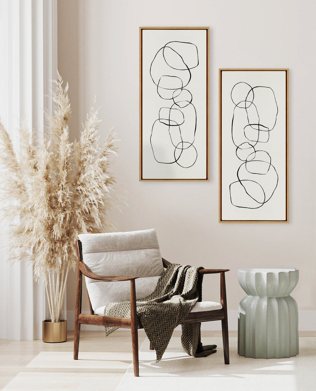 Sylvie Dancing Circles Framed Canvas by Teju Reval