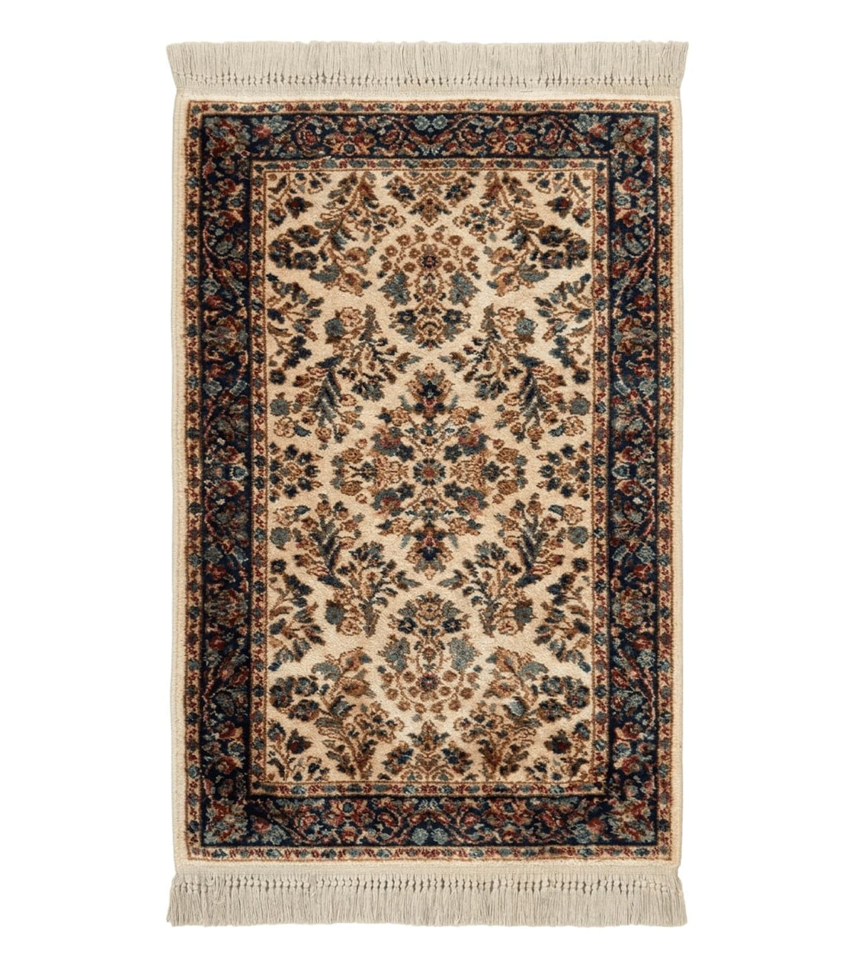 Karastan Rug 2.6 x 4, Karastan Ivory Sarouk #760, Vintage Wool Pile Small Karastan Carpet, Original Collection 700 Series Discontinued - Jewel Rugs
