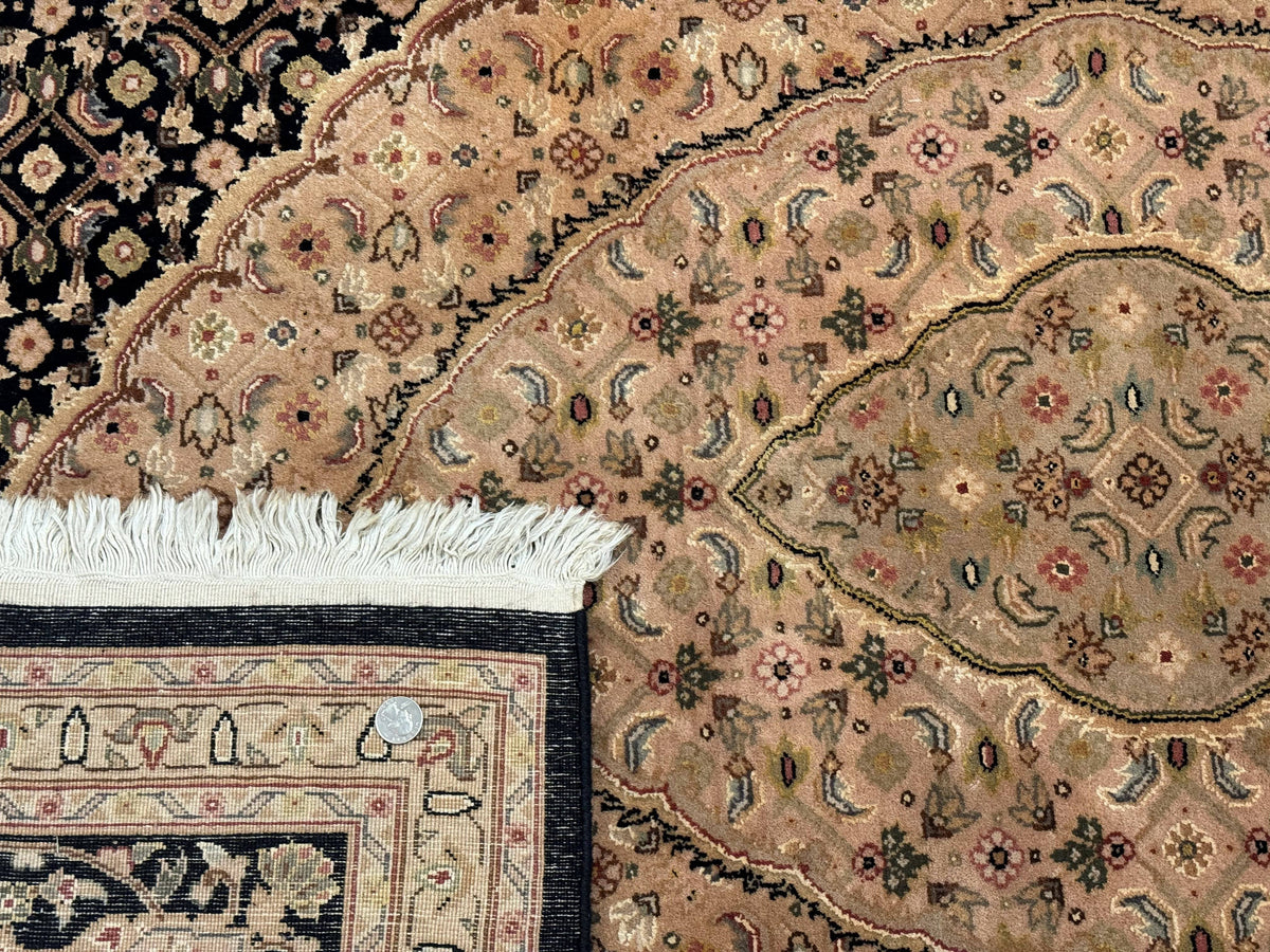 Sino Persian Rug 8x10, Herati Mahi Pattern, Fine 170 KPSI, Black, Wool and Silk Highlights - Jewel Rugs, view 11